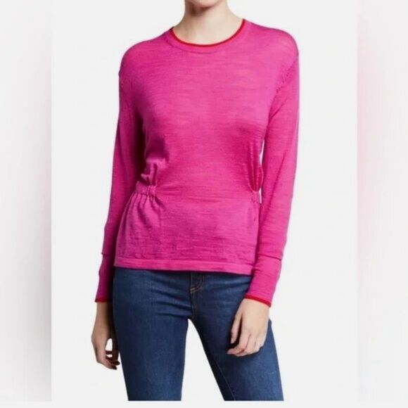 Veronica Beard Charlene Cinched Wool Pullover Sweater Pink Size M MSRP $295 - Picture 1 of 7
